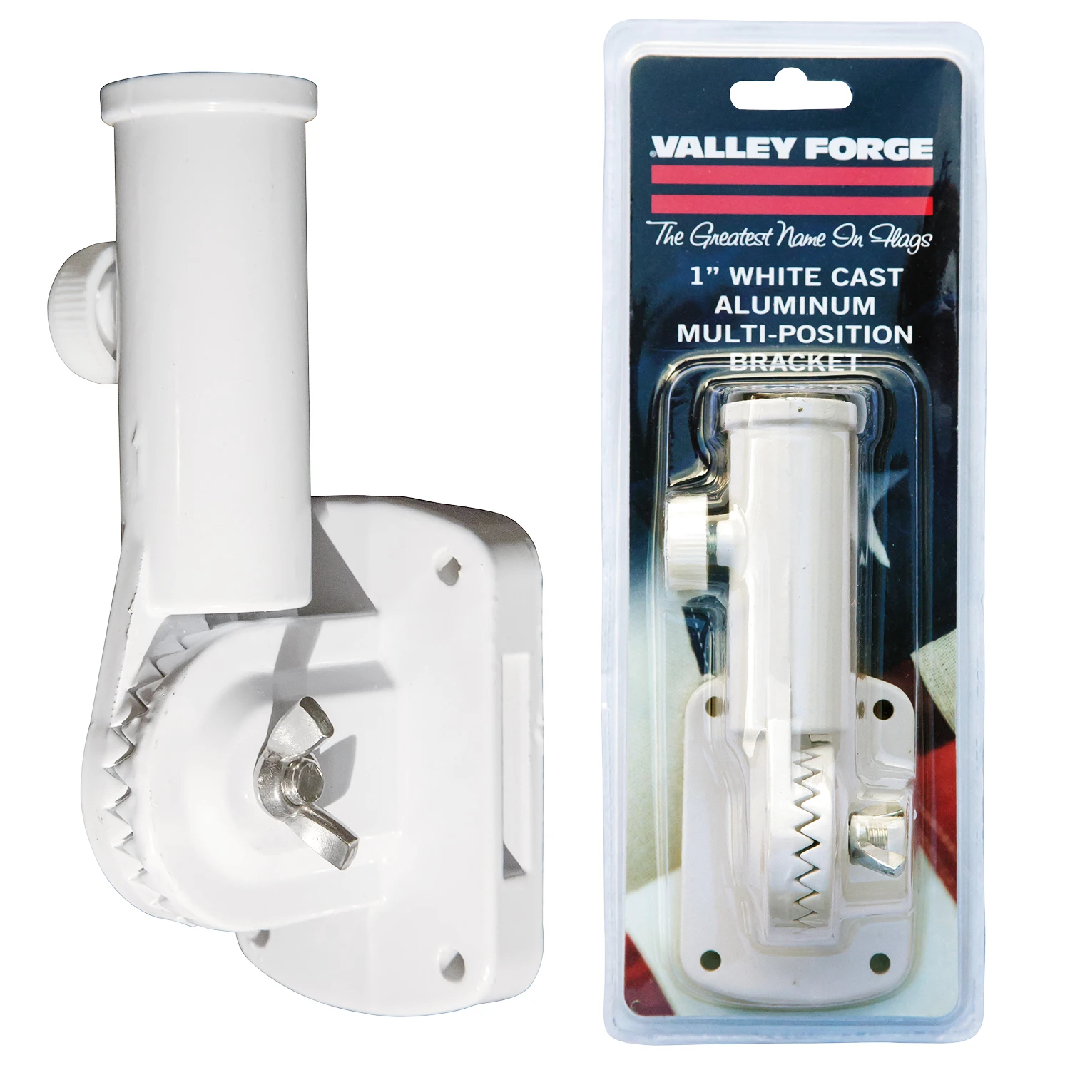 13-position 1 Inch Aluminum White Flag Pole Bracket