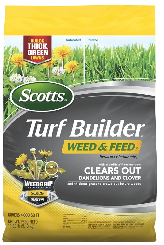 Scotts Turf Builder Weed And Feed Lawn Fertilizer, 28-0-3 Nitrogen Phosphorus Potassium Formula, Covers 4,000 Square Feet