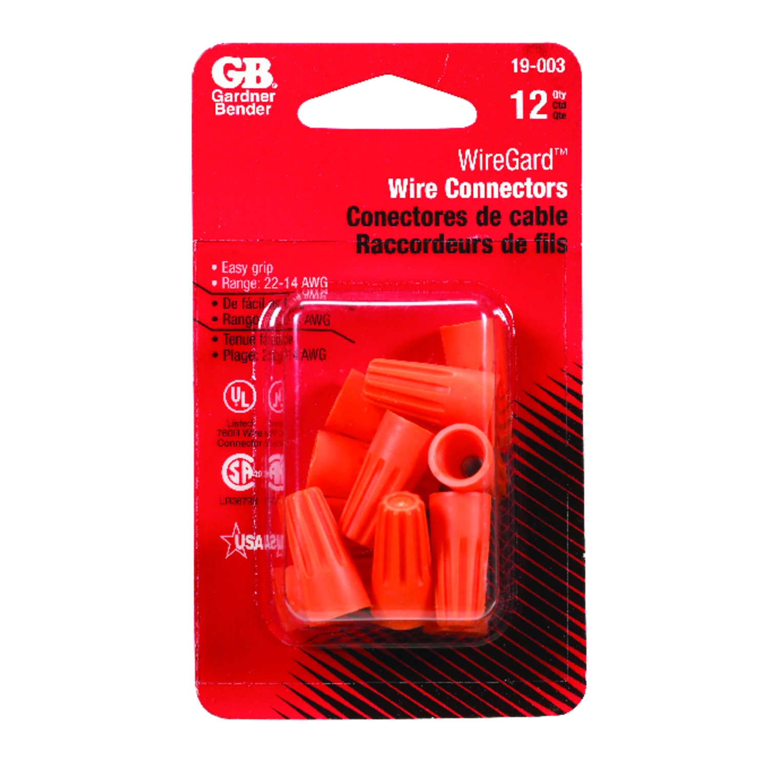 Wire Connector, Twist-on, 22-14 Awg, Orange, 12-pk.