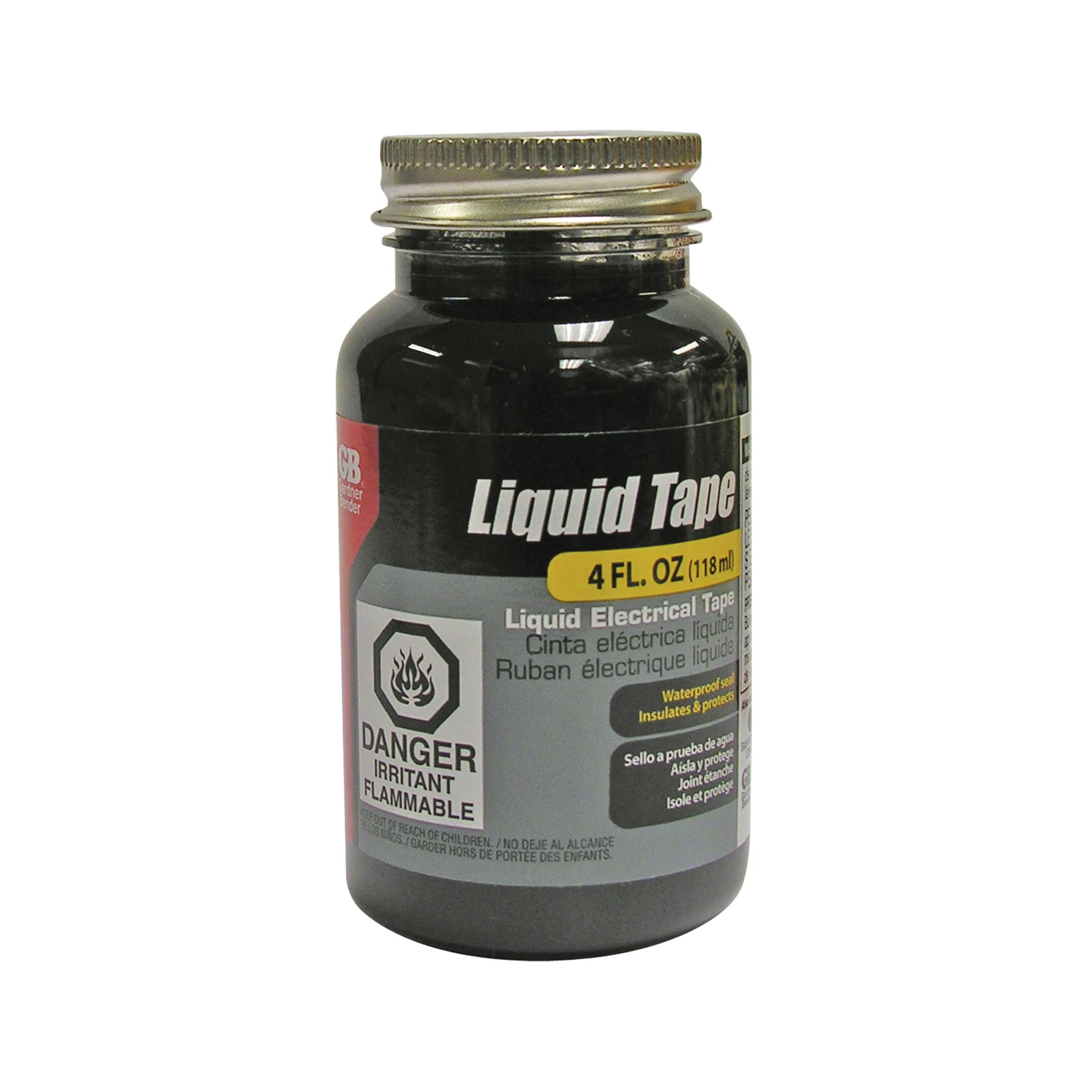 Liquid Electrical Tape, Black, Waterproof, 4-oz.