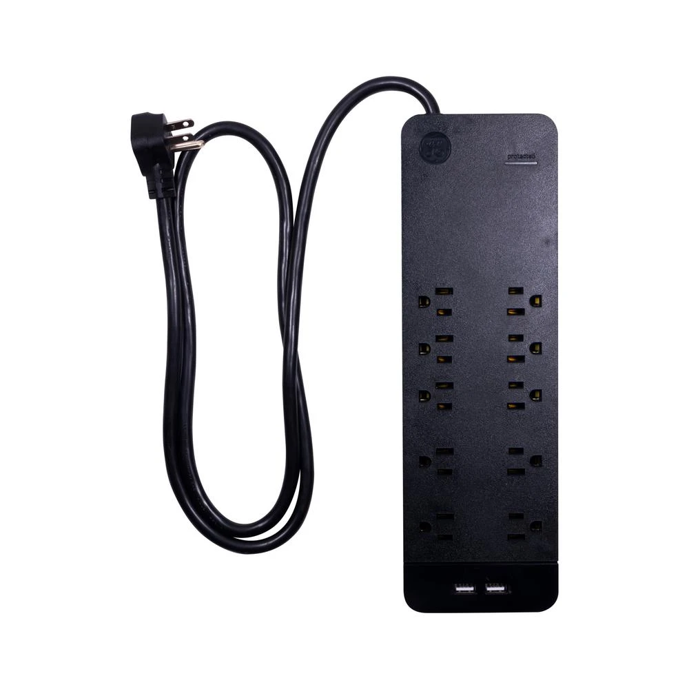Surge Protector With Ten Outlets And Two Usb Ports For Charging