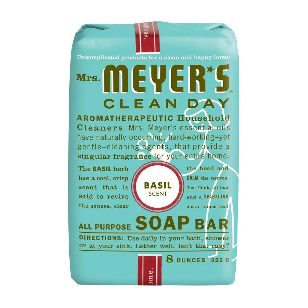 Mrs Meyer's 8oz Bar Soap Basil
