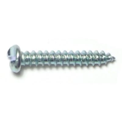 #8 X 1 Zinc Plated Steel One-way Sheet Metal Screws - Slotted Pan Head