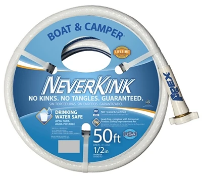 Boat And Camper Neverkink Drinking Water Safe Hose, 1/2 Inch By 50 Feet
