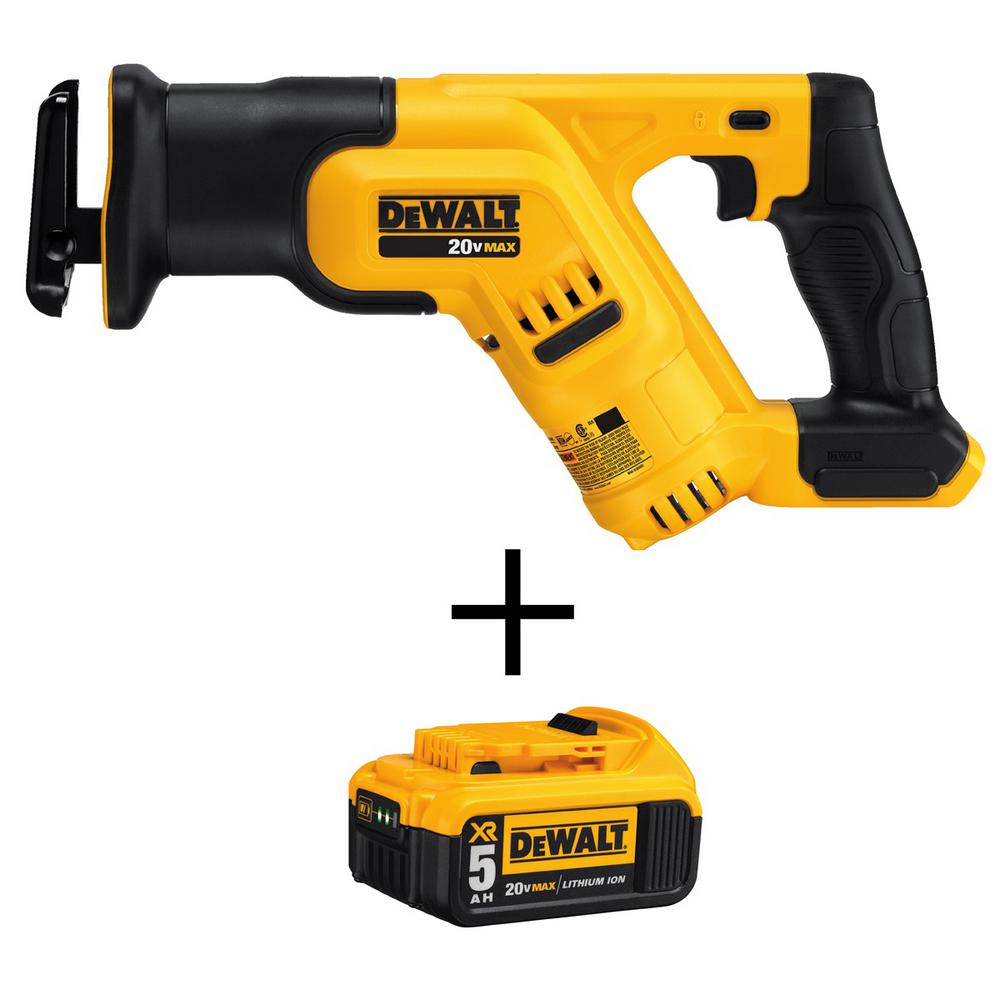 20-Volt MAX Lithium-Ion Cordless Compact Reciprocating Saw (Tool-Only) with Bonus 20-Volt MAX XR Li-Ion Battery 5.0 Ah