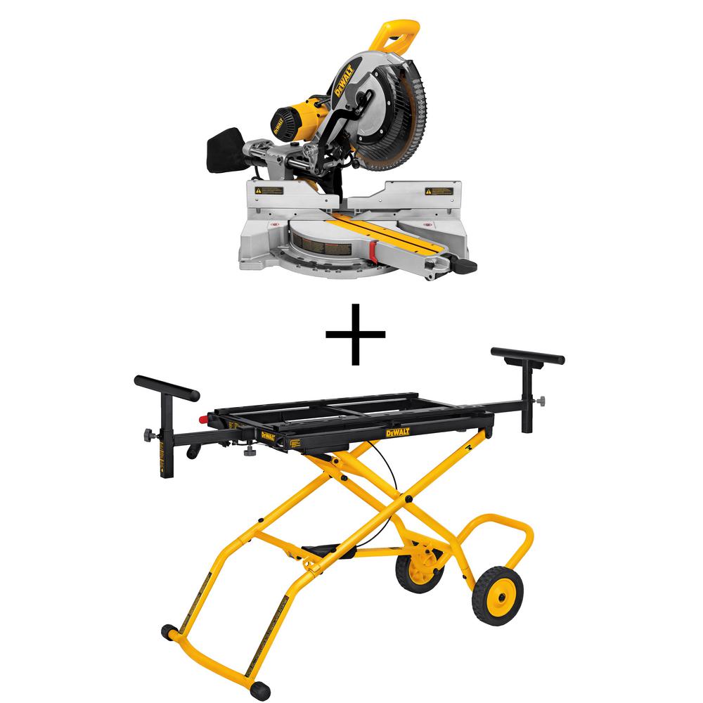 15 Amp Corded 12 in. Sliding Miter Saw with Rolling Miter Saw Stand