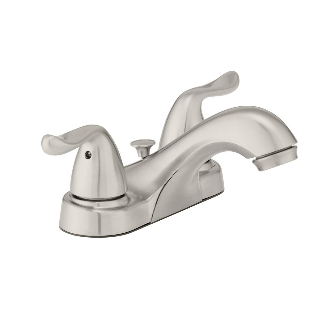 Constructor 4 in. Centerset 2-Handle Low-Arc Bathroom Faucet in Brushed Nickel