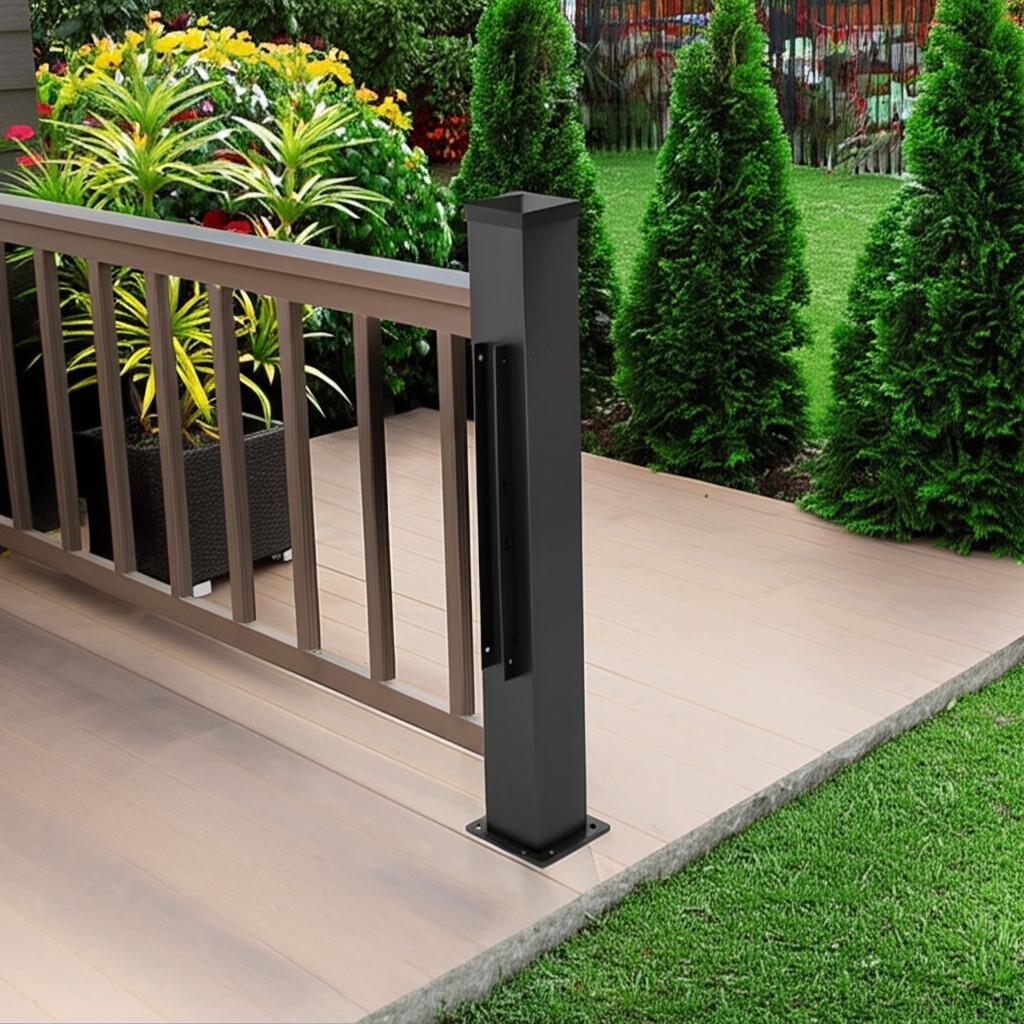 Slipfence Black Aluminum Fence Channels for 6 ft. Fence, 2-Pack