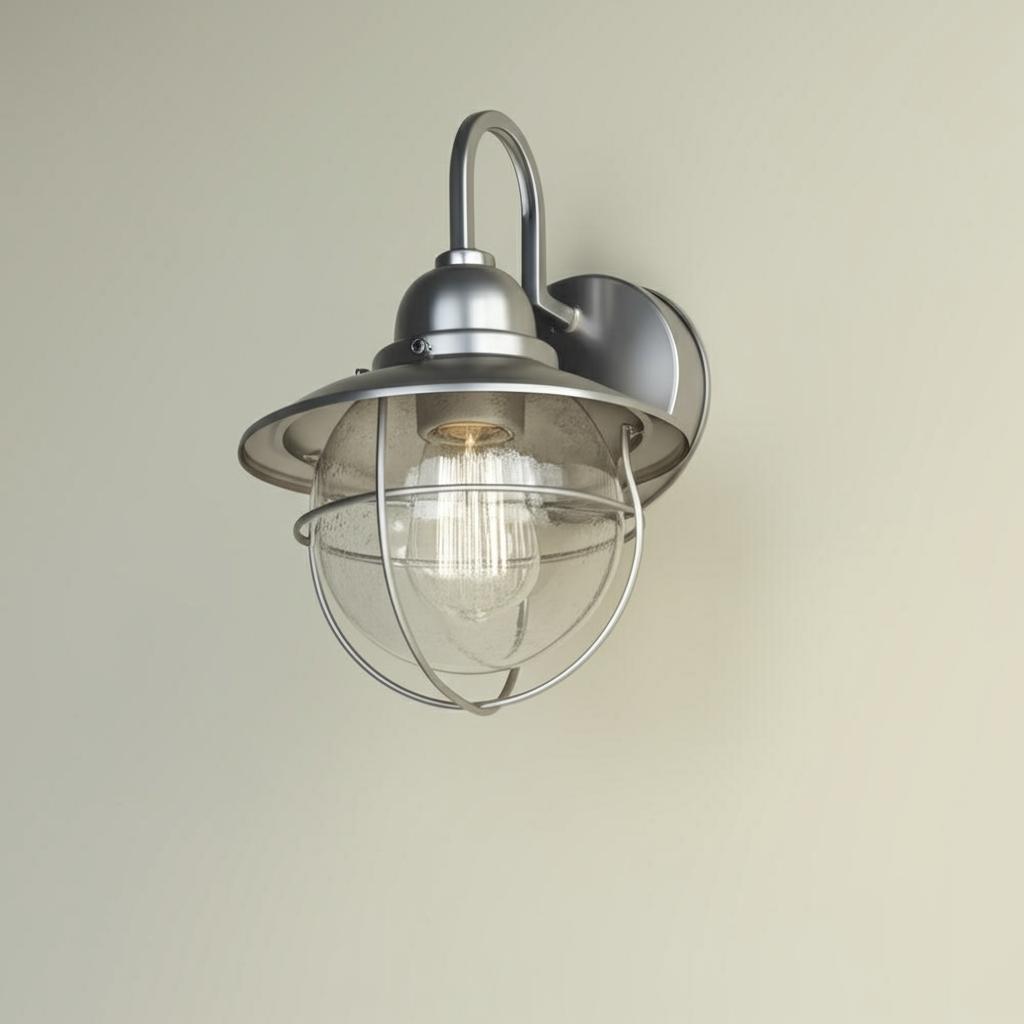 Hampton Bay 1-Light Brushed Nickel Outdoor Cottage Wall Lantern Sconce