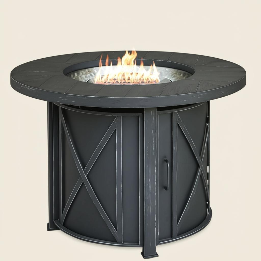 Hampton Bay Park Canyon 35 in. Round Steel Propane Fire Pit Kit