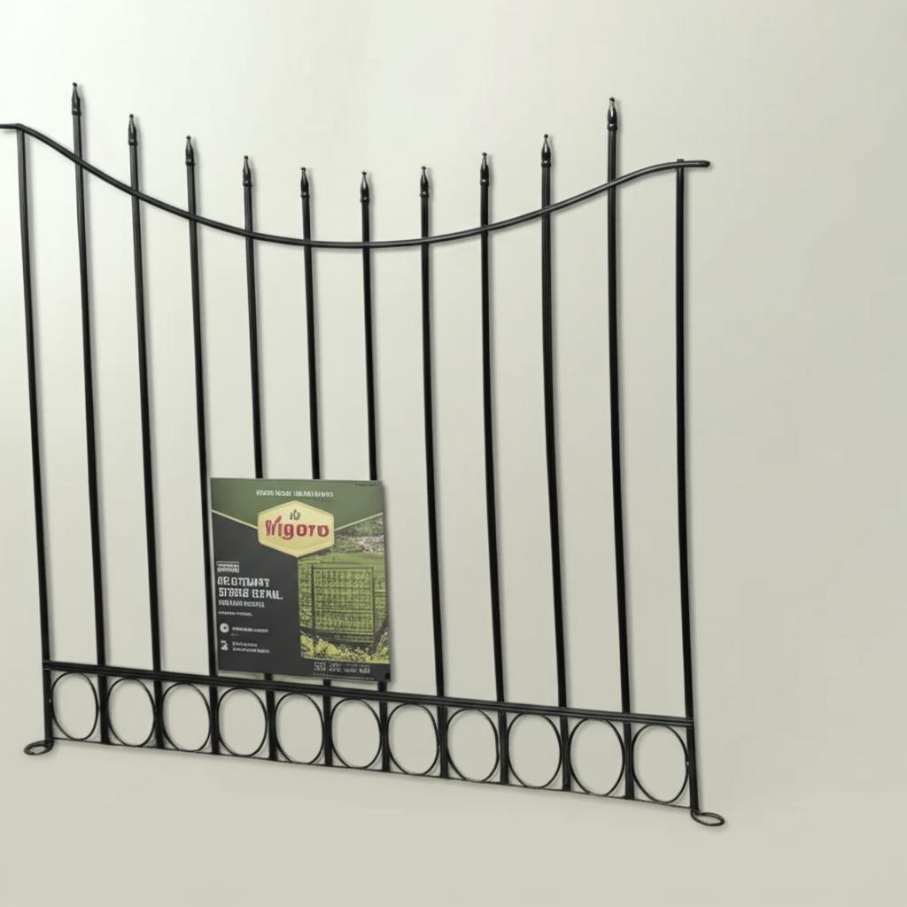 Vigoro Beaumont 40.4 in. H x 49.6 in. W Black Steel 3-Rail Fence Panel