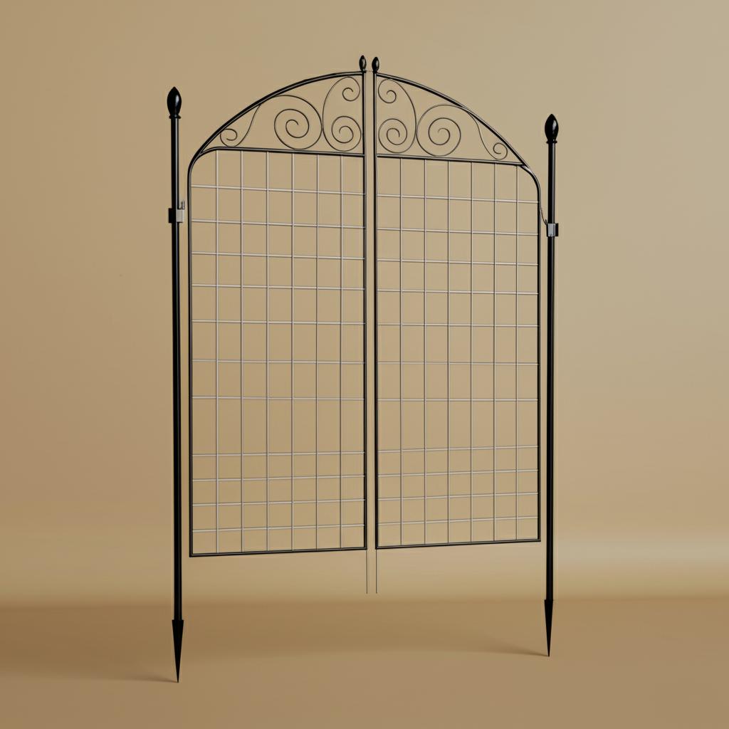 Vigoro Rockdale 41.9 in. H x 34.8 in. W Black Metal Garden Fence Gate