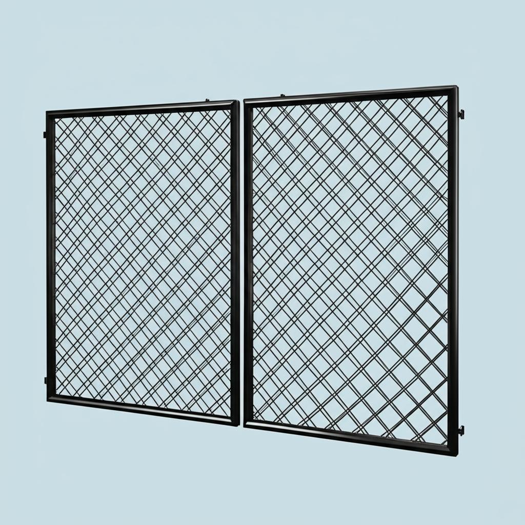 Vigoro 37.3 in. H x 50.2 in. W Black Metal Diamond Mesh Garden Fence Gate – No Dig, Galvanized Steel