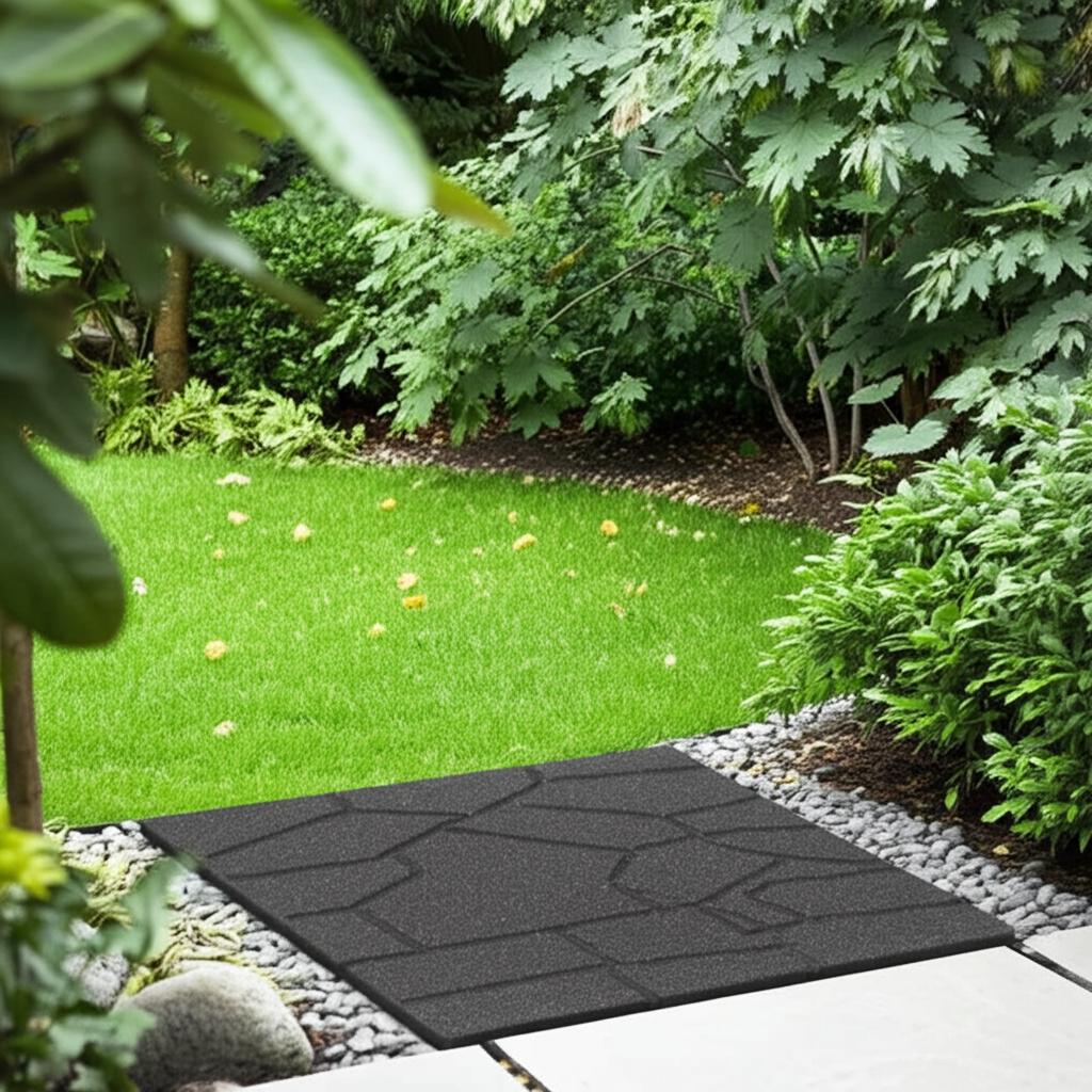 Vigoro 16 in. x 16 in. x 3/4 in. Gray Dual-Sided Recycled Rubber Paver (60-Pack)