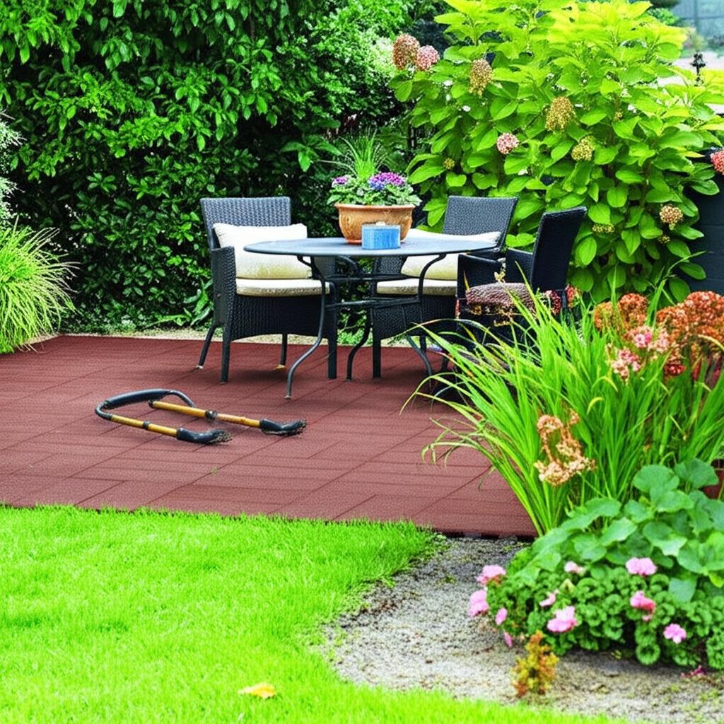 Vigoro 16 in. x 16 in. x 5/8 in. Red SmartLoc Rubber Paver (75-Pack)