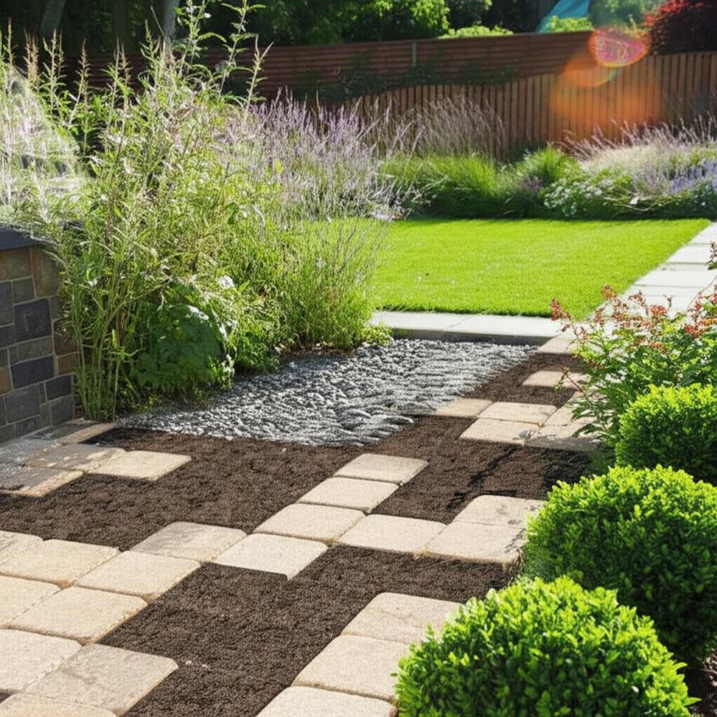 Vigoro 16 in. x 16 in. x 3/4 in. Black/Tan Dual-Sided Recycled Rubber Paver (9-Pack)