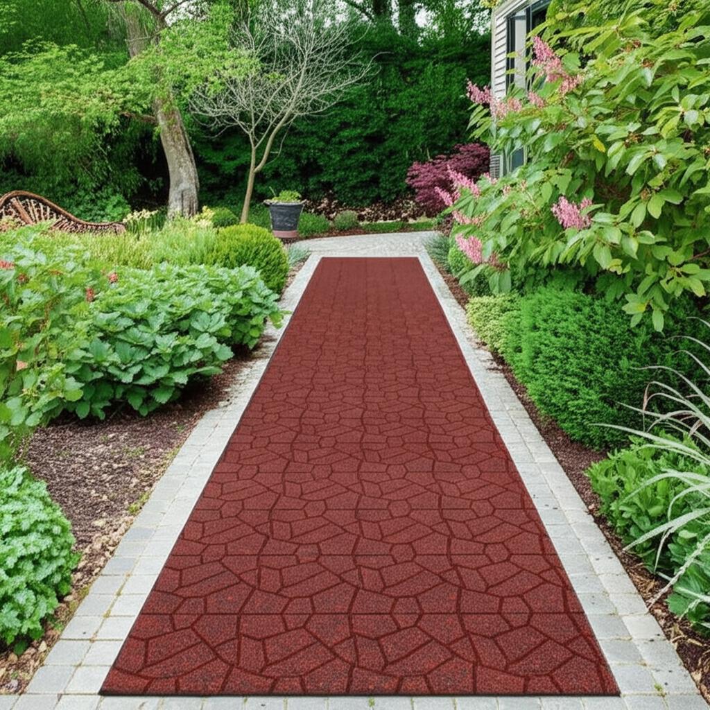 Vigoro 16 in. x 16 in. x 3/4 in. Black/Red Dual-Sided Recycled Rubber Paver (9-Pack)