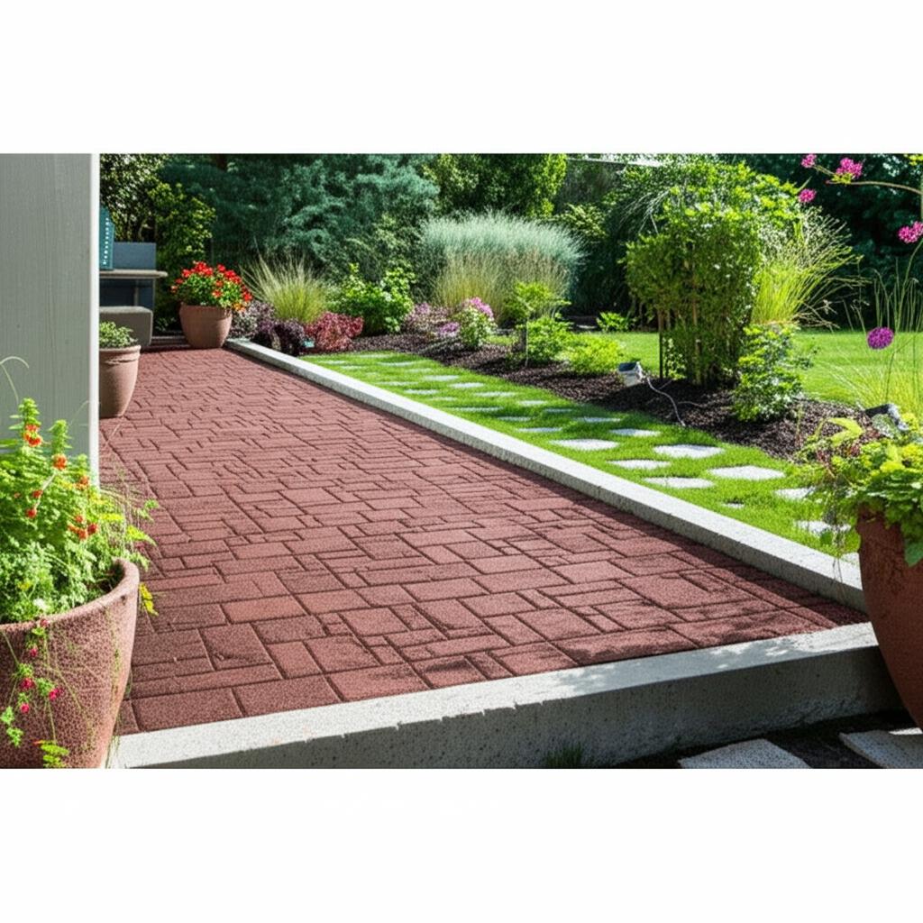 Vigoro 24 in. x 12 in. x 5/8 in. Red Interlocking Dual-Sided Rubber Paver (60-Pack)