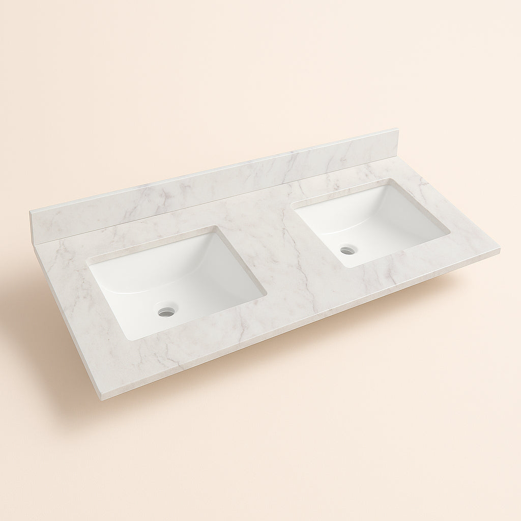 Home Decorators Collection 61 in. Lunar Double Sink Vanity Top