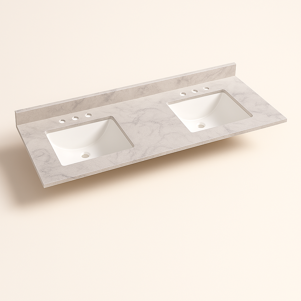 Home Decorators Collection 61 in. W Cultured Marble Double Sink Vanity Top in Winter Mist