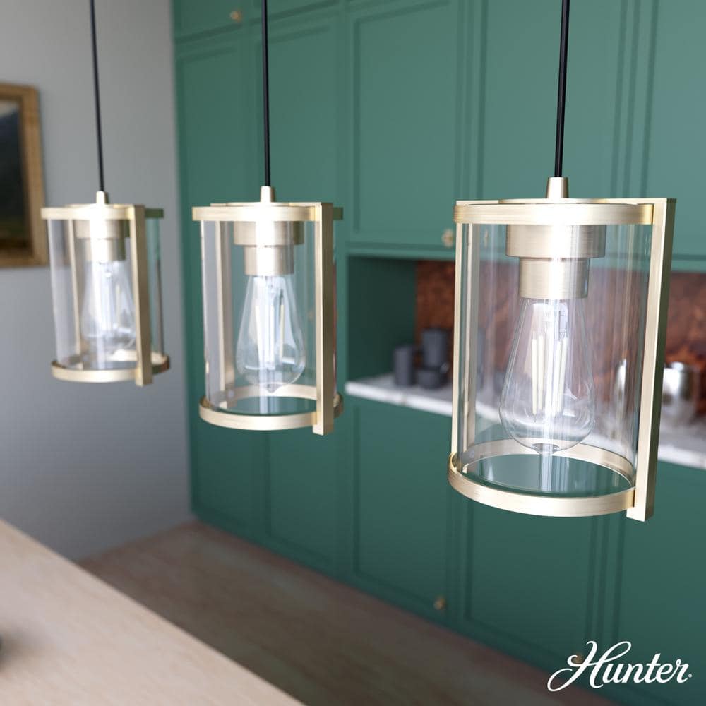 Hunter Astwood 3-Light Alturas Gold Island Chandelier with Clear Glass Shades Kitchen Light