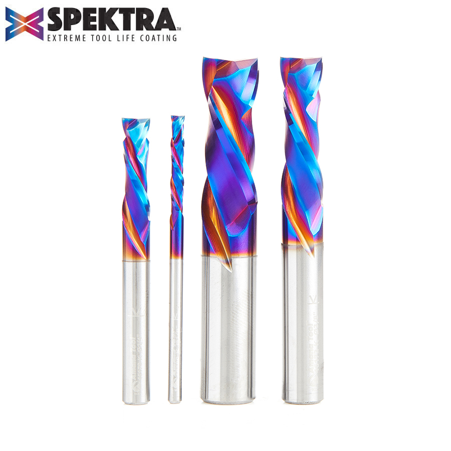 Amana AMS-181-K 4-Piece Spektra, Extreme Tool Life Coated Compression Spiral CNC Router Bit Pack