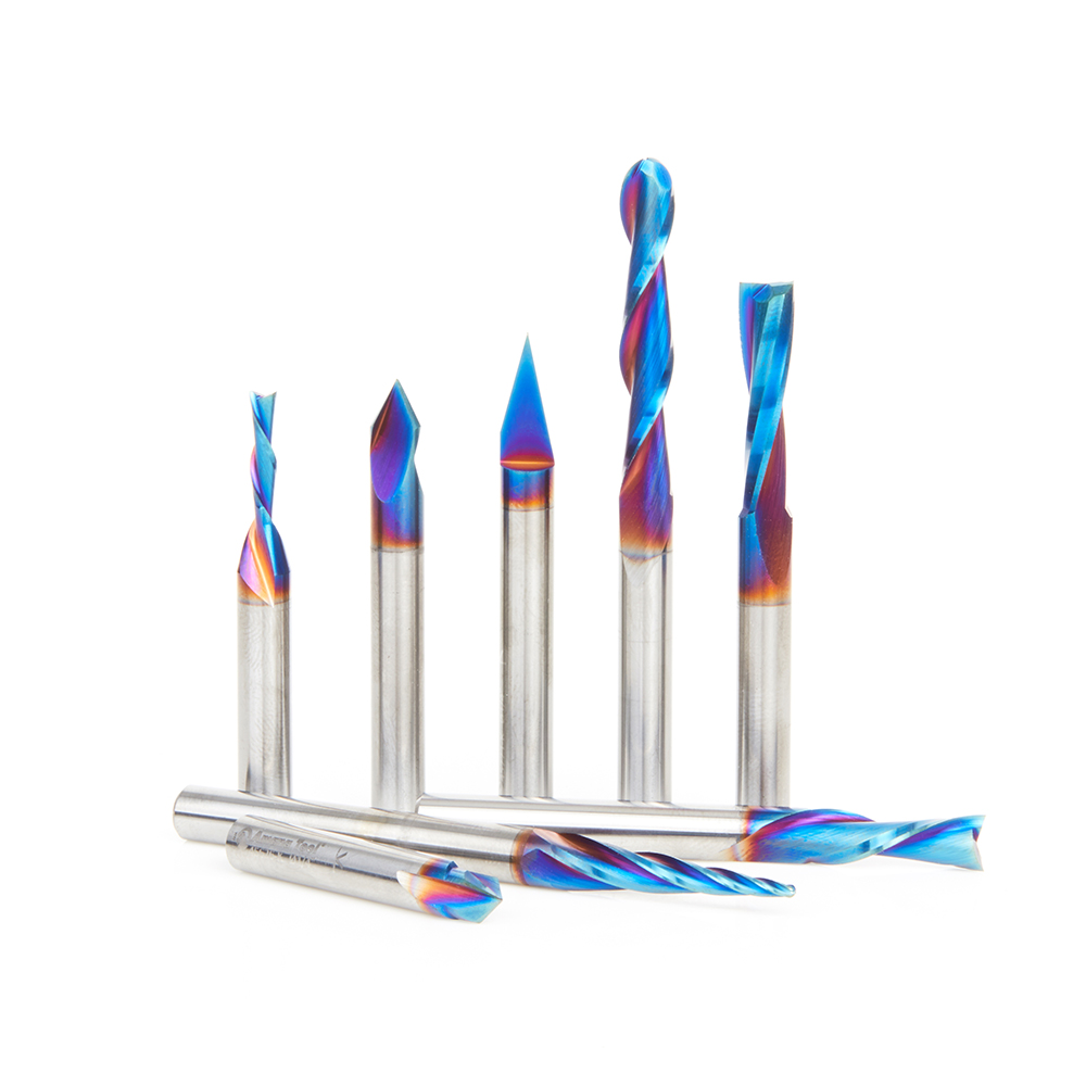 Amana AMS-221-K 8-Pc CNC General Purpose III Spektra, Set, 1/4 Inch Shank