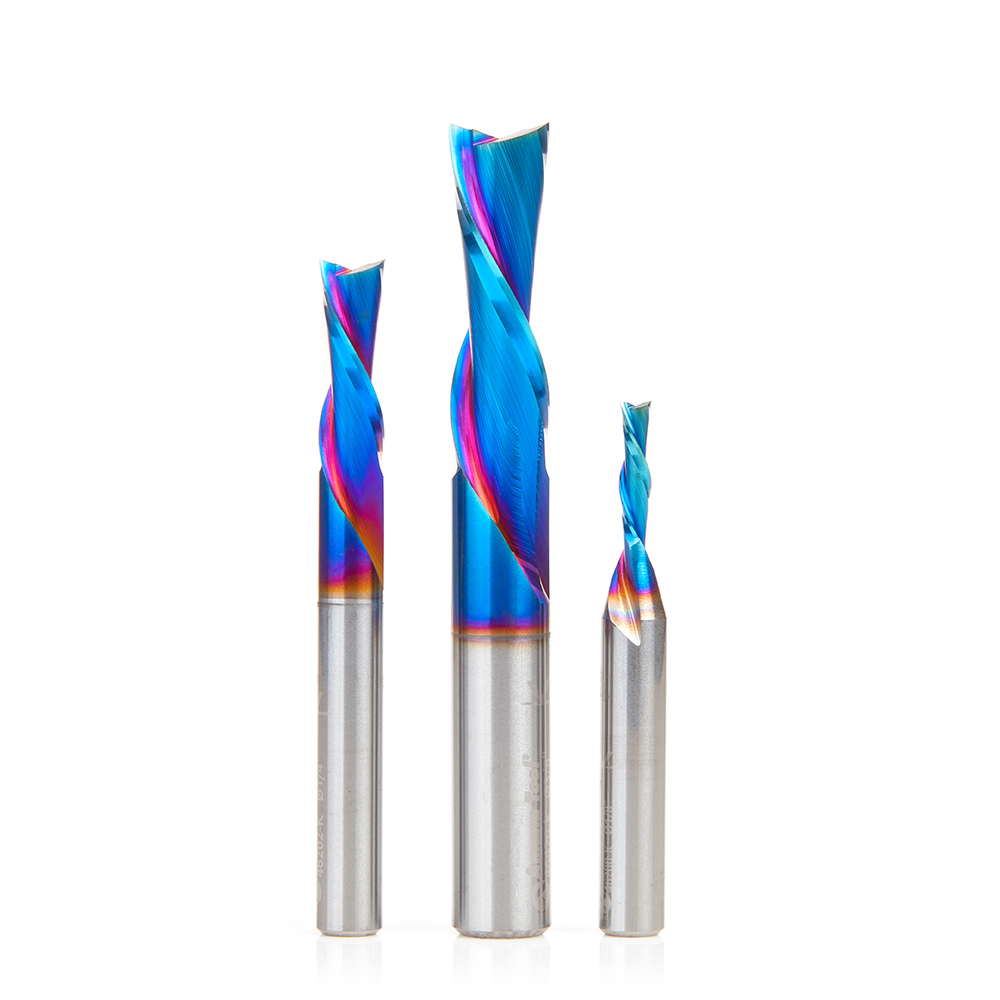 Amana AMS-238-K 3-Piece Down-Cut Solid Carbide Spektra, Extreme Tool Life Coated Spiral Router Bit Pack