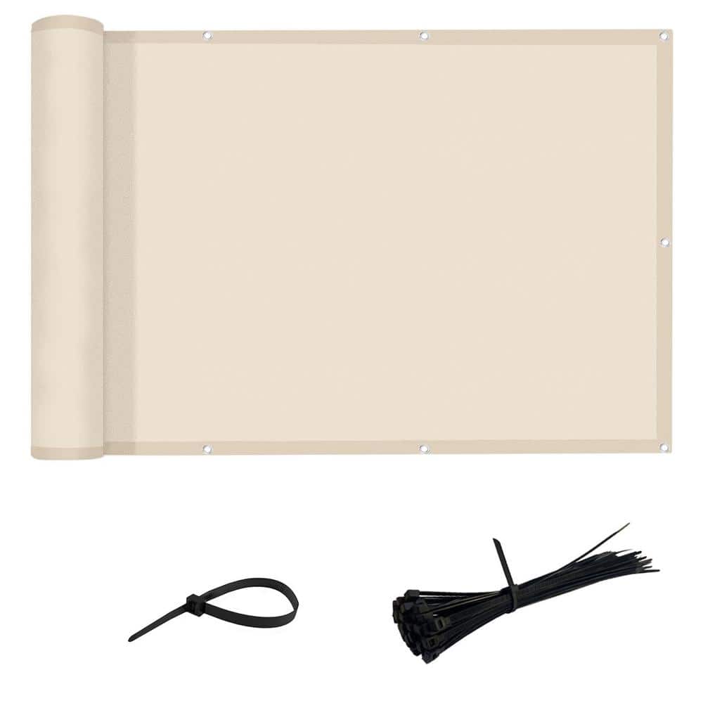 Angel Sar 3 ft. x 15 ft. Polyester Fabric Chain Link Privacy Screen Cover, Chain Link Fabric Roll UV Protection Shield Khaki