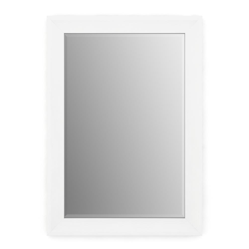 33 in. W x 47 in. H (L1) Framed Rectangular Deluxe Glass Bathroom Vanity Mirror in Matte White