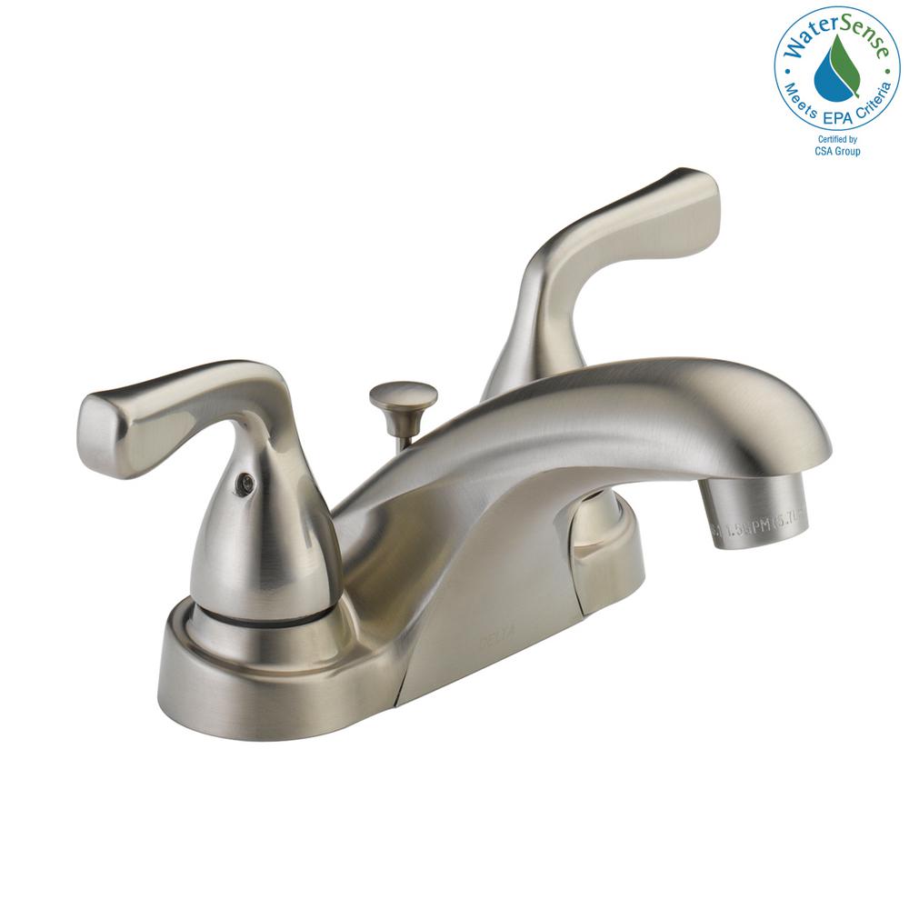Foundations 4 in. Centerset 2-Handle Bathroom Faucet in Brushed Nickel