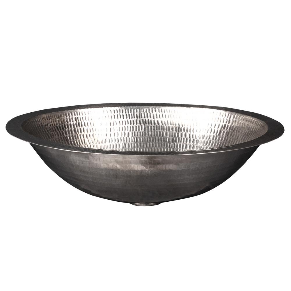 Premier Copper Products Under Counter Oval Hammered Copper 17 in. Bathroom Sink in Nickel