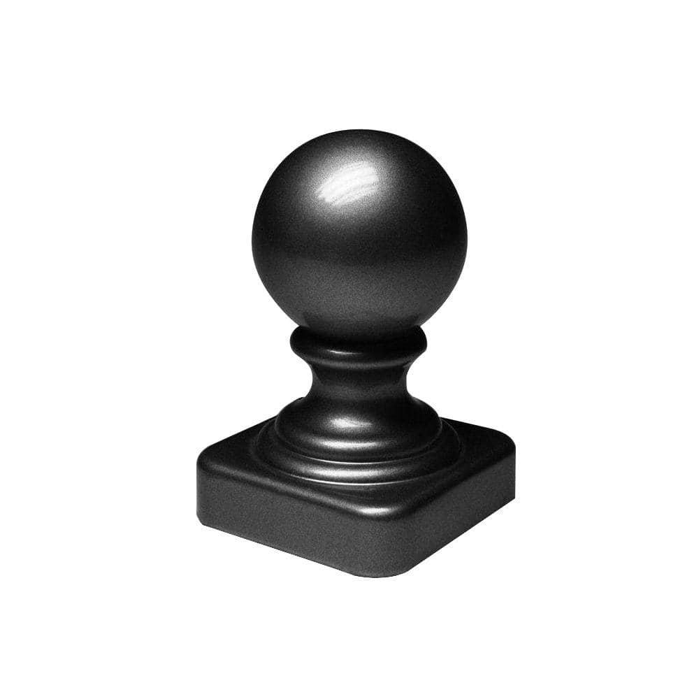 Barrette Outdoor Living 2-1/2 in. x 2-1/2 in. x 3-3/4 in. Black Aluminum Ball Post Top