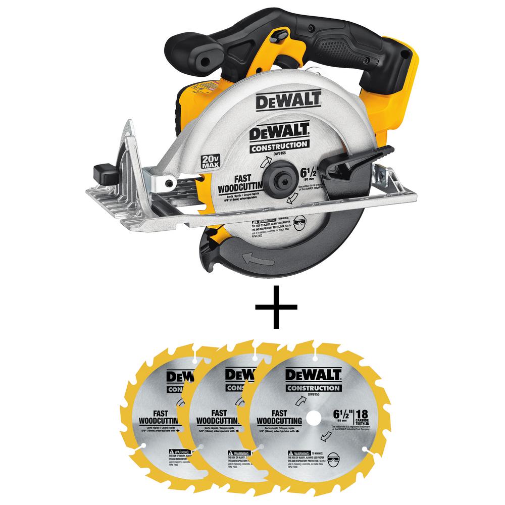 20-Volt 6-1/2 in. MAX Li-Ion Cordless Circular Saw (Tool-Only) with Bonus 6-1/2 in. 18-Tooth Fast Cutting Carbide Blade