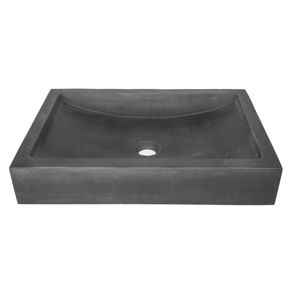 Eden Bath 22 in. Shallow Wave Concrete Rectangular Vessel Sink in Charcoal