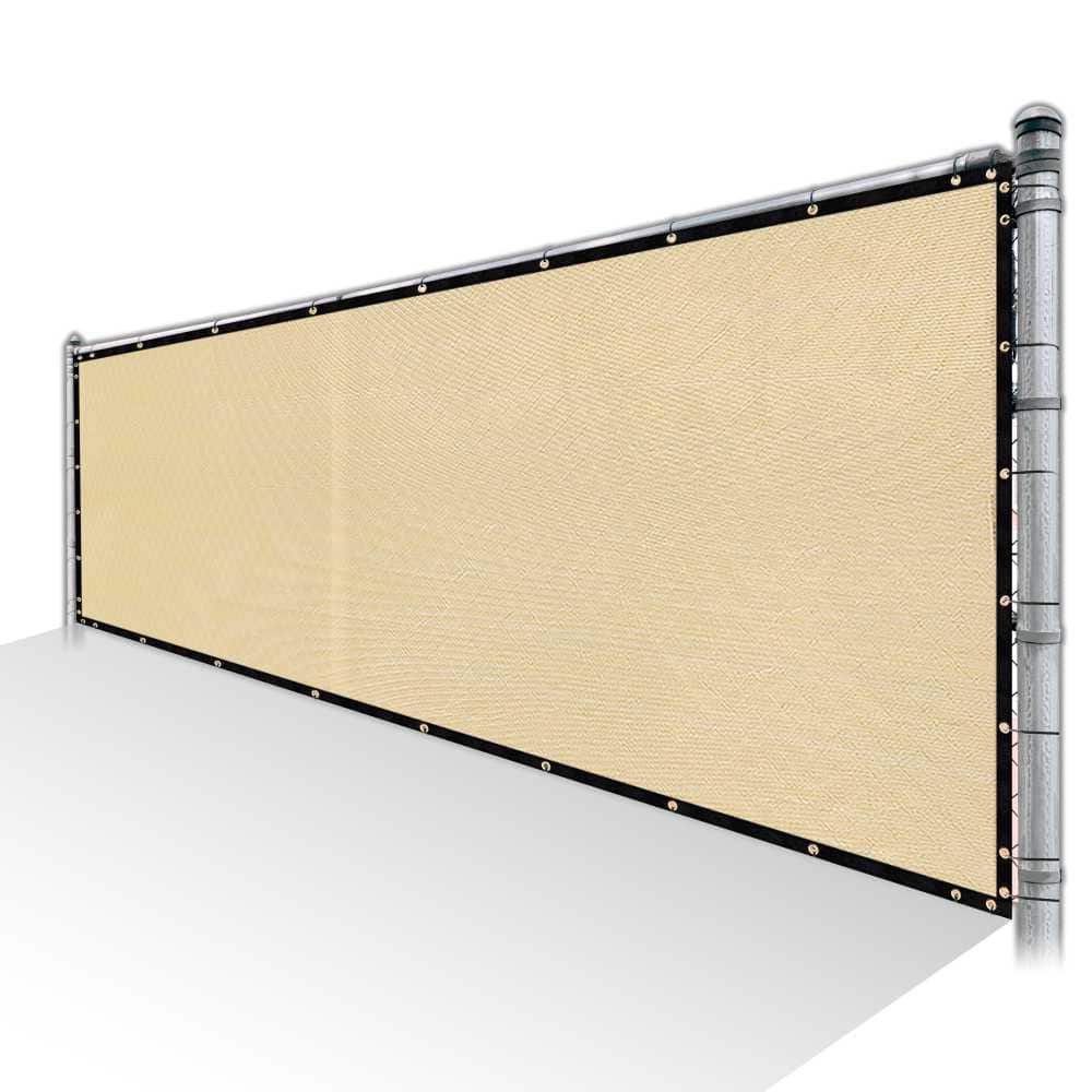 COLOURTREE 8 ft. x 10 ft. Beige Privacy Fence Screen Mesh Fabric Cover Windscreen with Reinforced Grommets for Garden Fence