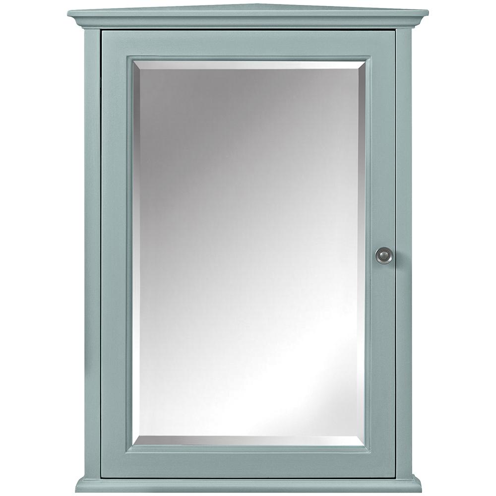 Hamilton 20 in. W x 27 in. H x 12 in. D Corner Bathroom Storage Wall Cabinet in Sea Glass