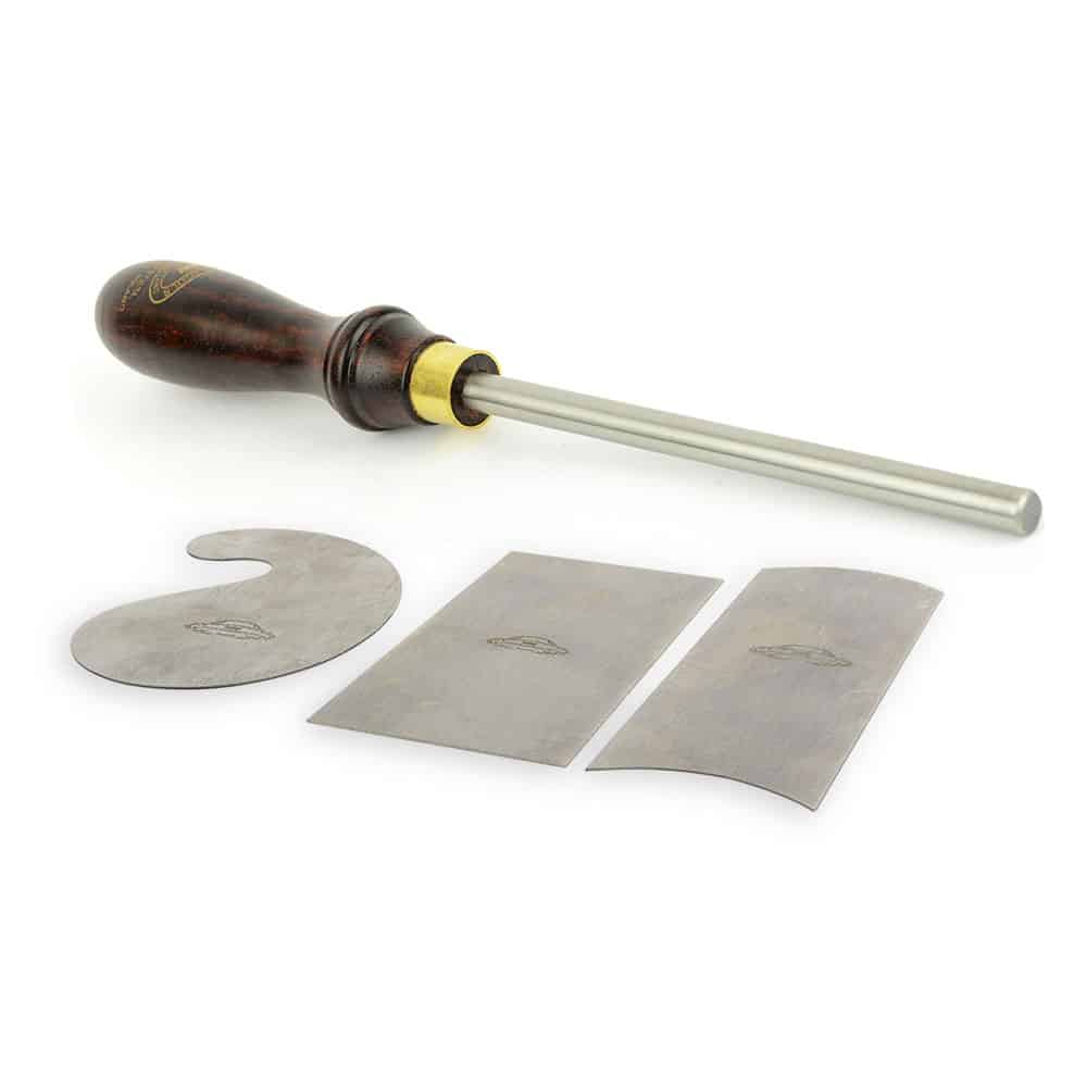 2-1/2 Inch x 5 Inch Rectangle, Gooseneck, Curved Cabinet Scraper Set of 3 with Burnisher