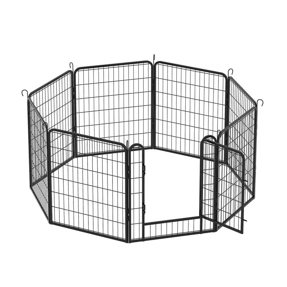 GOGEXX 54 in. L x 54 in. W x 32 in. H 8 Panels Metal Pet Playpen with Door Dog Fence Playground Puppy Guard For Outdoor