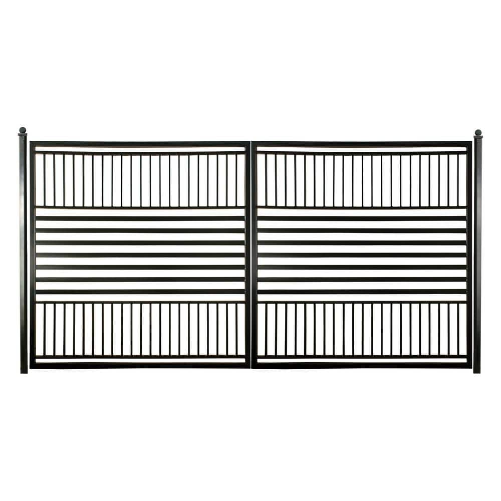 ALEKO 12 ft. x 6 ft. Barcelona Black Metal Steel Dual Swinging Driveway Fence Gate