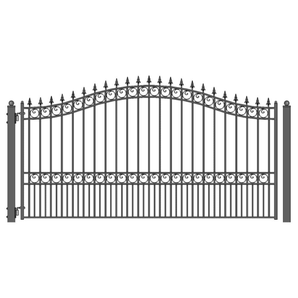 ALEKO London Style 12 ft. x 6 ft. Black Steel Single Swing Driveway Fence Gate