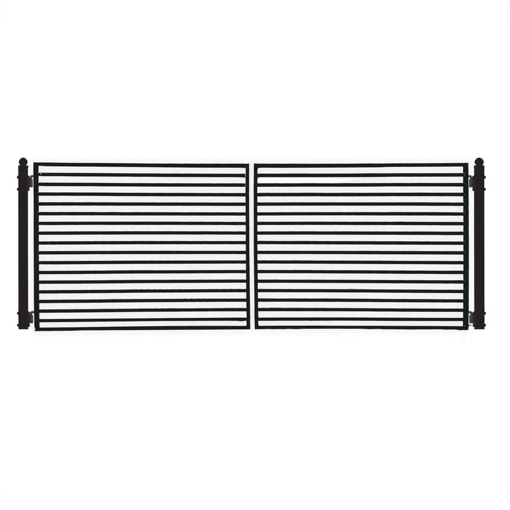 ALEKO 14 ft. x 6 ft. Milan Black Metal Steel Dual Swinging Driveway Fence Gate
