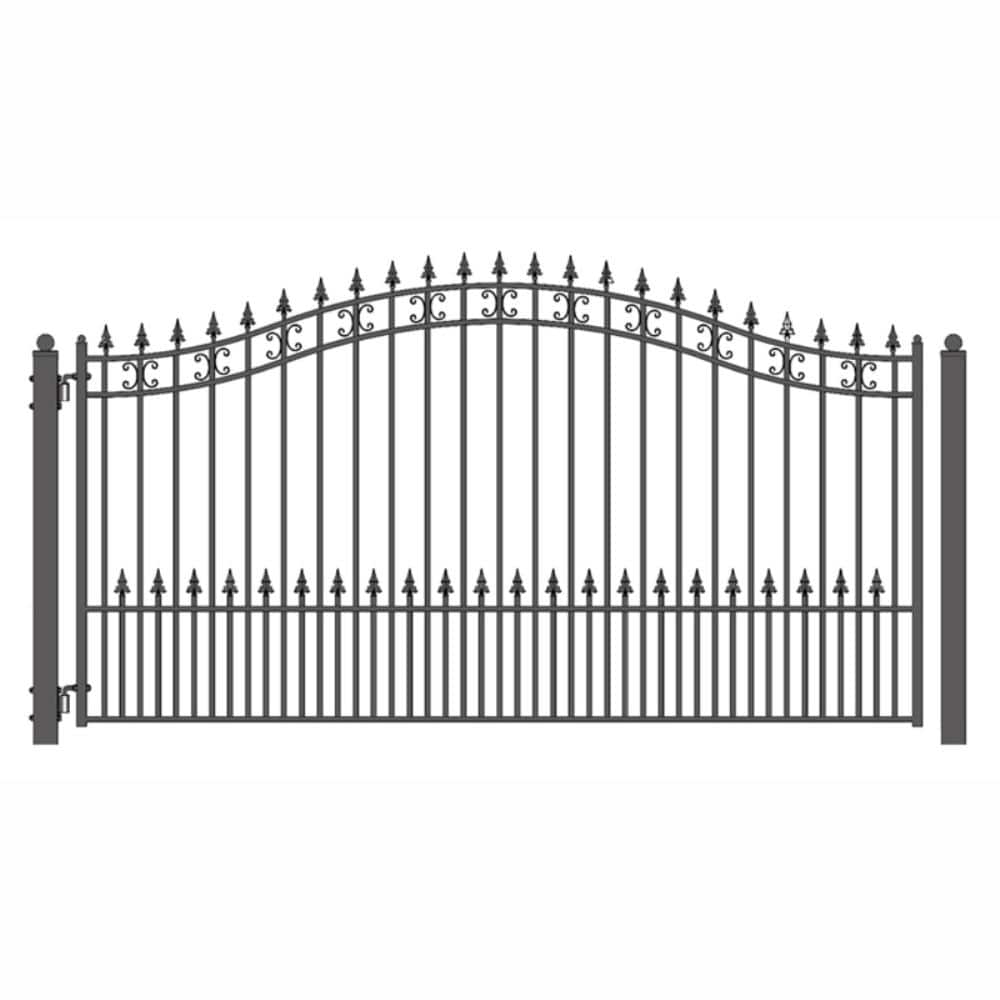 ALEKO St. Louis 14 ft. x 6 ft. Black Steel Single Swing Driveway Fence Gate