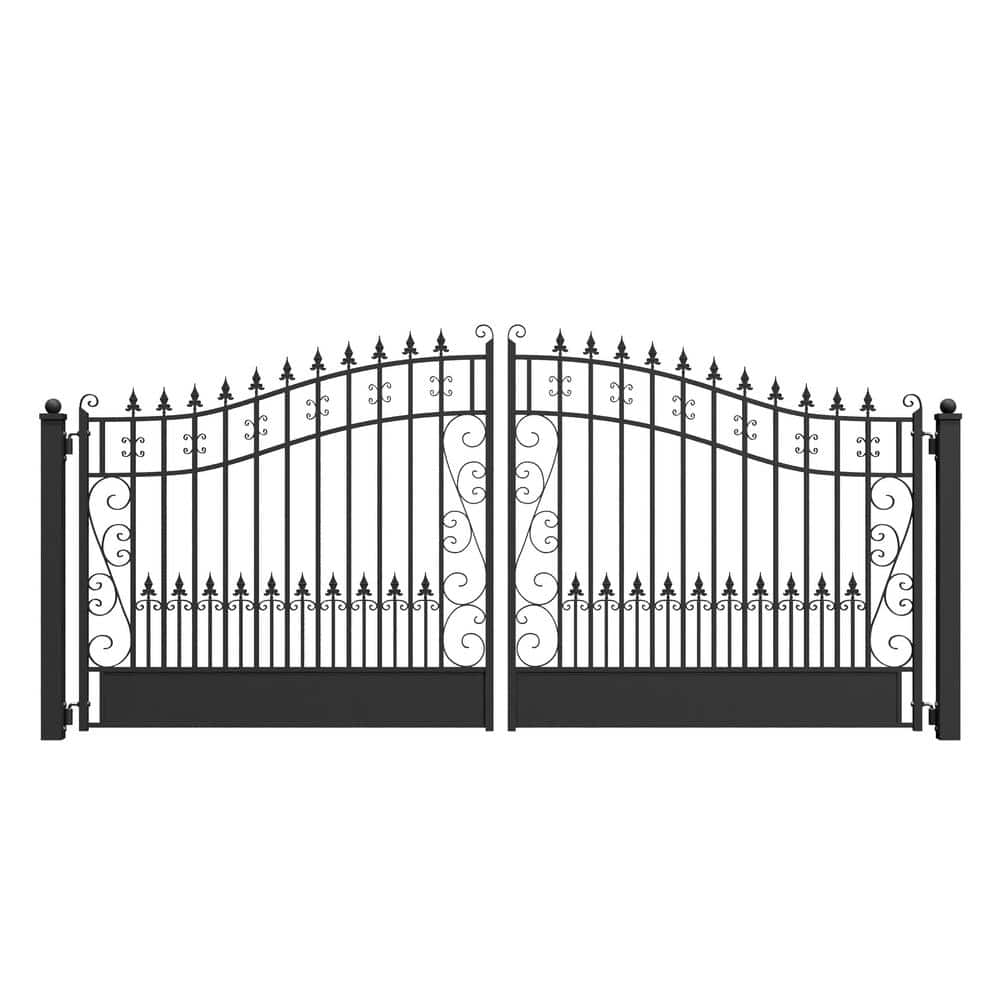 ALEKO Venice Style 14 ft. x 6 ft. Black Steel Dual Driveway Fence Gate