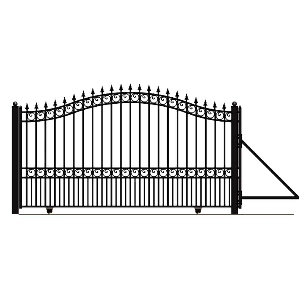 ALEKO London Style 16 ft. x 6 ft. Black Steel Single Slide Driveway Fence Gate