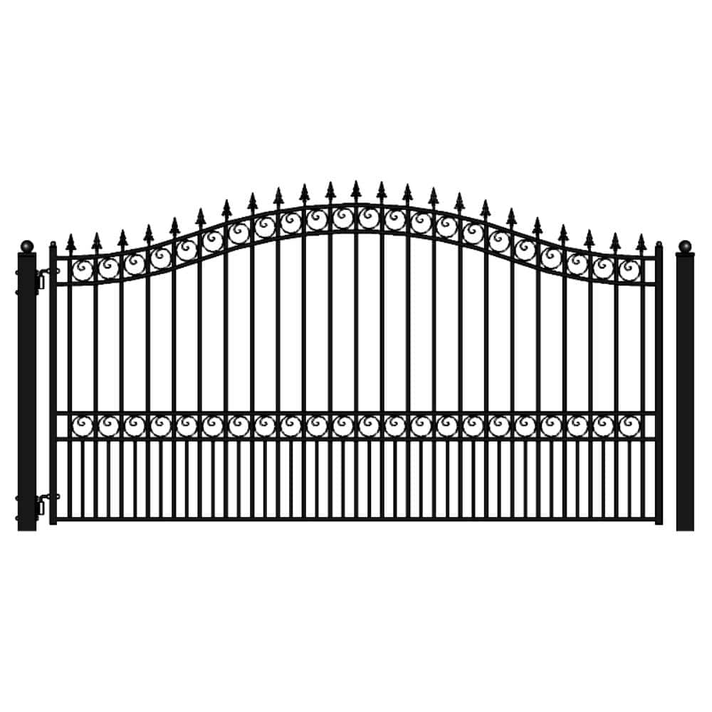 ALEKO London Style 16 ft. x 6 ft. Black Steel Single Swing Driveway Fence Gate