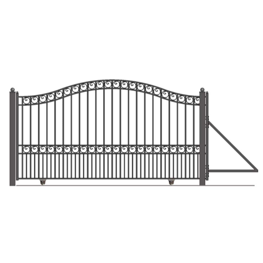 ALEKO Paris Style 16 ft. W x 6 ft. H Black Steel Single Slide Driveway with Gate Opener Fence Gate