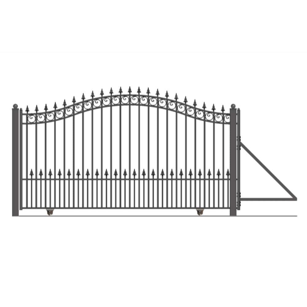 ALEKO Prague Style 16 ft. W x 6 ft. H Black Steel Single Slide Driveway with Gate Opener Fence Gate