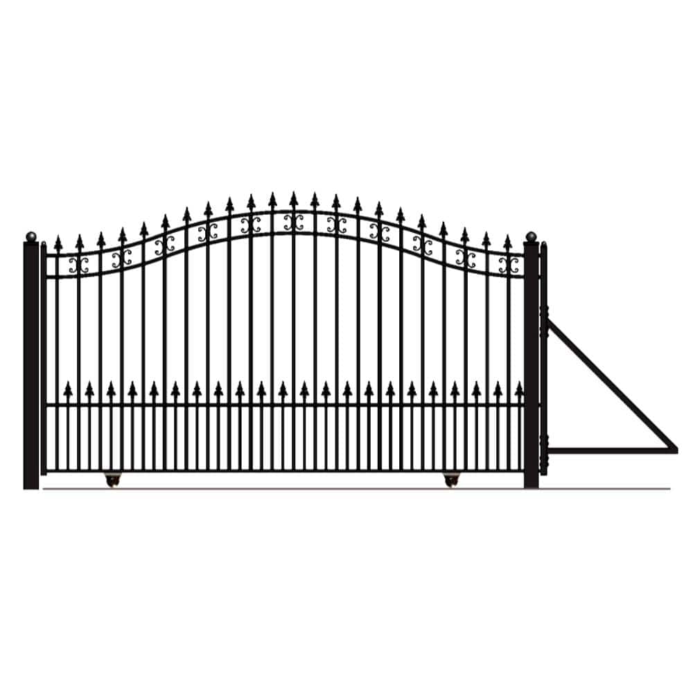 ALEKO St. Louis 16 ft. x 6 ft. Black Steel Single Slide Driveway Fence Gate