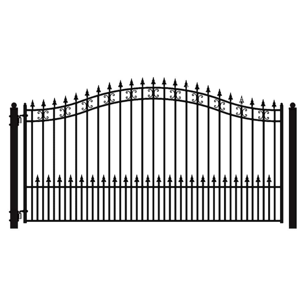 ALEKO St. Louis 16 ft. x 6 ft. Black Steel Single Swing Driveway Fence Gate